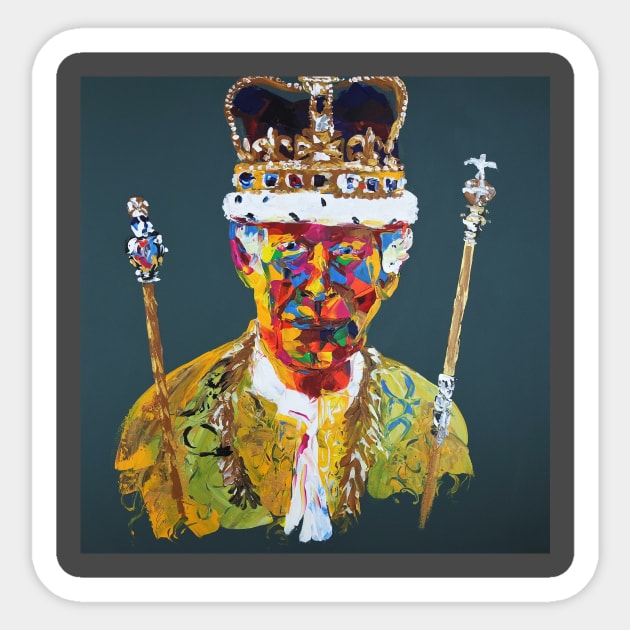 King Charles III Crown and Scepters Portrait Painting 662 Sticker by artsale